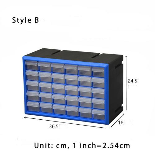 30-Drawer Plastic Parts Craft Storage Cabinet Hardware Organizer, (36.5-cm W x 18-cm D x 24.5-cm H), multiple color Cabinet, multiple color Drawers