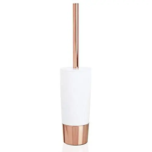 mDesign Decorative Compact Freestanding Plastic Toilet Bowl Brush and Holder for Bathroom Storage and Organization - Metal Handle/Base - Space Saving, Sturdy, Deep Cleaning - White/Rose Gold mDesign Decorative Compact Freestanding Plastic Toilet Bowl Brush and Holder for Bathroom Storage and Organization - Metal Handle/Base - Space Saving, Sturdy, Deep Cleaning - White/Rose Gold