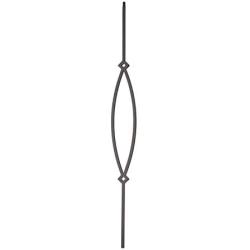 T16 - Iron Balusters - Pointed Oval - Hollow - 44 in X 1/2 in Square - Box of 5 (Satin Black)