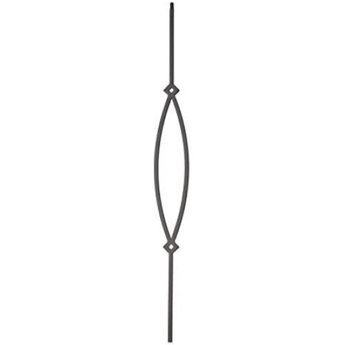 T16 - Iron Balusters - Pointed Oval - Hollow - 44 in X 1/2 in Square - Box of 5 (Satin Black)