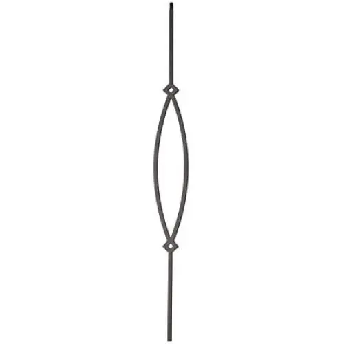 T16 - Iron Balusters - Pointed Oval - Hollow - 44 in X 1/2 in Square - Box of 5 (Satin Black) T16 - Iron Balusters - Pointed Oval - Hollow - 44 in X 1/2 in Square - Box of 5 (Satin Black)