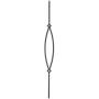 T16 - Iron Balusters - Pointed Oval - Hollow - 44 in X 1/2 in Square - Box of 5 (Satin Black)