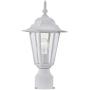 Gruenlich Outdoor Post Lighting Fixture with One E26 Medium Base Max 60W, Metal Housing Plus Glass, Bulb Not Included (White Finish)