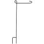 KINREX Garden Flag Pole Holder Stand - Black Metal Iron Wrought Stake Poles for Outdoor Garden Lawn Yard - 3 Piece Set - 35'' Tall x 15.5'' Wide