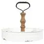 Creative Co-op Round Metal & Wood Handle Decorative Wood Tray, 12'' L x 12'' W x 11'' H, White Creative Co-op Round Metal & Wood Handle Decorative Wood Tray, 12'' L x 12'' W x 11'' H, White