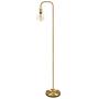 Oneach Industrial LED Floor Lamp for Living Room Bedroom Reading Office Metal Minimalist Standing Lamp Antique Brass