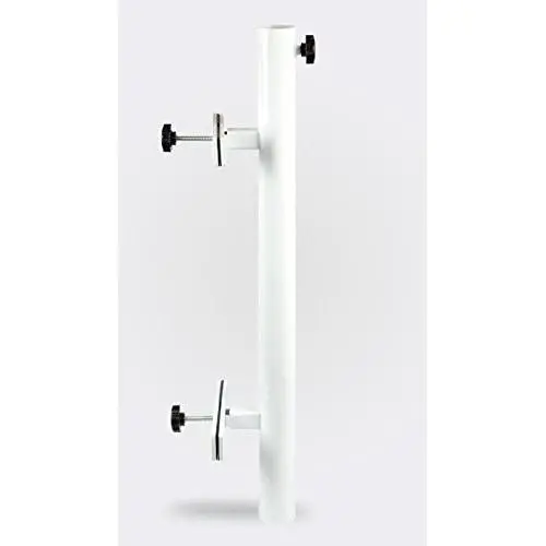 Patio Umbrella Holder | Outdoor Umbrella Base and Mount | Attaches to Railing Maximizing Patio Space and Shade (White)