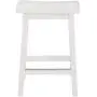 Amazon Basics Classic Solid Wood Saddle-Seat Kitchen Counter Stool with Foot Plate 24 Inch, White, Set of 2