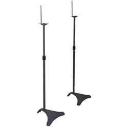 Atlantic Adjustable Height Speaker Stands Black - Set of 2 Holds Satellite Speakers, Adjustable Stand Height from 27 to 48 inch, Heavy Duty Powder Coated Aluminum with Wire Management PN77305018