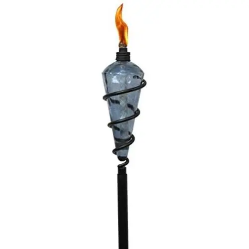 TIKI Brand 64-inch Swirl Metal Torch with Blue Bubble Glass Head TIKI Brand 64-inch Swirl Metal Torch with Blue Bubble Glass Head
