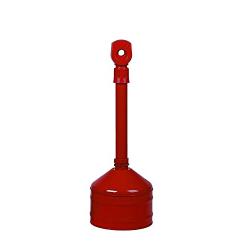 Justrite 26810R Steel Heavy Duty Butt Cans Cigarette Butt Receptacle, 2.5 Gallon Capacity, 11-1/2'' Diameter x 34'' Height, Red