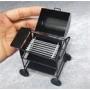EatingBiting 1:12 Dollhouse Miniature Kitchen Utensils Garden BBQ Oven Square Grill Wheel Barbeque Roasting Oven Picnic Accessories House Miniature Metal Barbeque BBQ Roasting Oven Picnic Accessories
