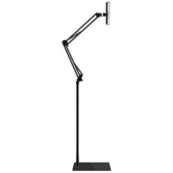 Spessn Adjustable Floor Stand Universal 360-degree Rotatable Metal Tablet Holder Compatible Samsung Galaxy Tab and Phones(Black)
