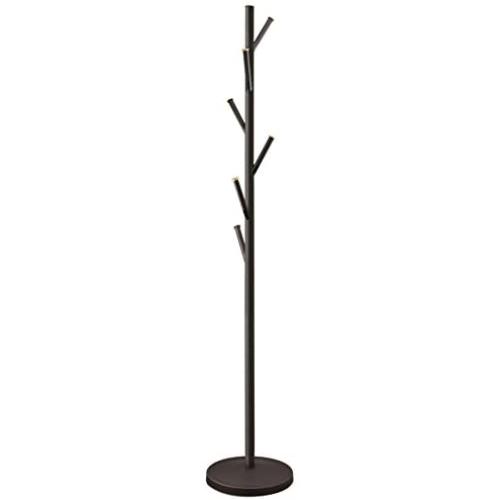 Kira Home Addison 68'' Modern 6 Hook Free Standing Metal Coat Rack, Weighted Base, Gold Cap Accents + Oil-Rubbed Bronze Finish