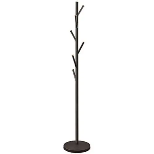 Kira Home Addison 68'' Modern 6 Hook Free Standing Metal Coat Rack, Weighted Base, Gold Cap Accents + Oil-Rubbed Bronze Finish