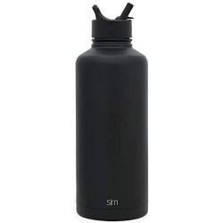 Simple Modern Insulated Water Bottle with Straw Lid Large Jug Reusable Wide Mouth Stainless Steel Flask Thermos, 84oz (2.5L), Midnight Black