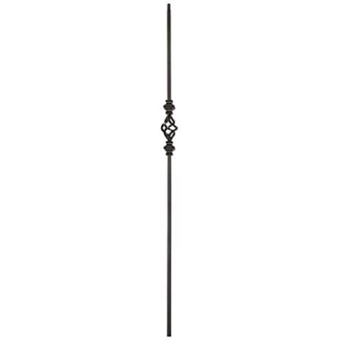 T62 - Iron Balusters - Single Basket with Knuckles - Hollow - 44'' Tall - 1/2'' Square - Box of 10 (Oil-Rubbed Copper)