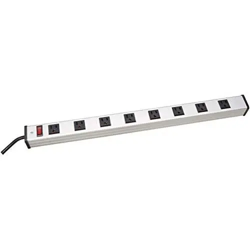 V7 PWS2308-1N 8-Outlet Horizontal Industrial Metal Power Strip 125V, 15A, 12-ft. Cord, 5-15R V7 PWS2308-1N 8-Outlet Horizontal Industrial Metal Power Strip 125V, 15A, 12-ft. Cord, 5-15R