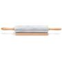 Fox Run Polished Marble Rolling Pin with Wooden Cradle, 10-Inch Barrel, White