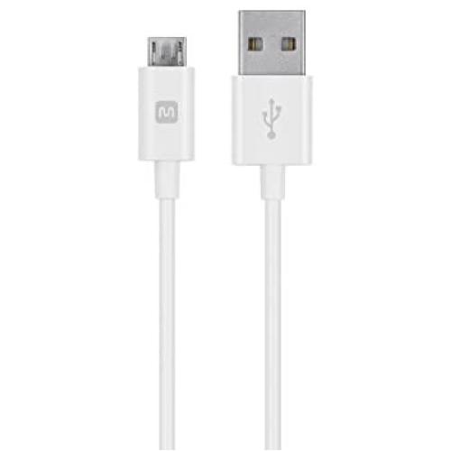 Monoprice USB-A to Micro B Cable - 0.5 Feet - White, Polycarbonate Connector Heads, 2.4A, 22/30AWG - Select Series