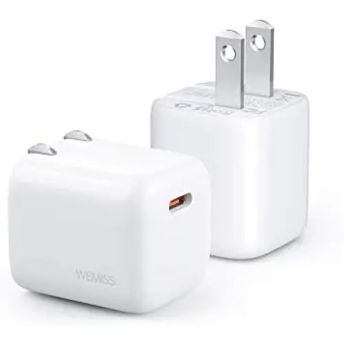 USB C Charger, WEMISS 20W Mini iPhone 12 Charger, Type C Fast Charger with Foldable Plugs, Ultra-Compact iPhone Charger, USB C Wall Charger for iPhone 12/12 Pro/12 Pro Max, iPad MagSafe (1 Pack) USB C Charger, WEMISS 20W Mini iPhone 12 Charger, Type C Fast Charger with Foldable Plugs, Ultra-Compact iPhone Charger, USB C Wall Charger for iPhone 12/12 Pro/12 Pro Max, iPad MagSafe (1 Pack)