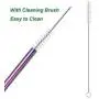 VEHHE Metal Straws Stainless Steel Straws 8.5'' Drinking Straws Reusable 4 Set - Rainbow Color-Cleaning Brush for 20/30 Oz for Yeti RTIC SIC Ozark Trail Tumblers (2 Straight|2 Bent|1 Brush)