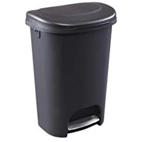 Rubbermaid Step-On Lid Trash Can for Home, Kitchen, and Bathroom Garbage, 13 Gallon, Black