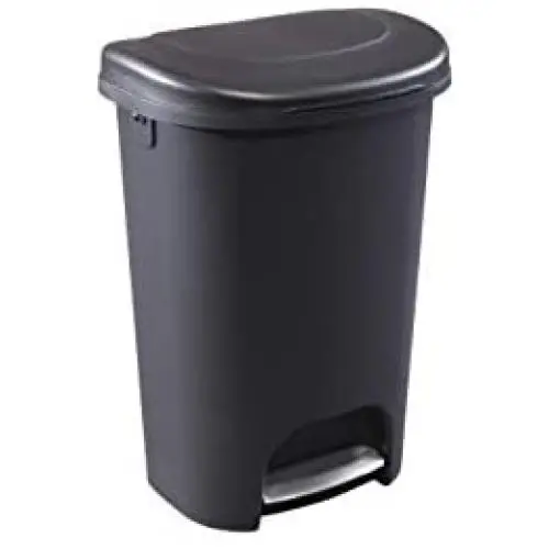 Rubbermaid Step-On Lid Trash Can for Home, Kitchen, and Bathroom Garbage, 13 Gallon, Black Rubbermaid Step-On Lid Trash Can for Home, Kitchen, and Bathroom Garbage, 13 Gallon, Black