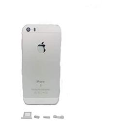 E&B Battery Housing Door for iPhone SE with Logo Hybrid Metal Back Cover Replacements (Silver)