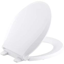 Kohler K-4639-0 Cachet Round White Toilet Seat, with Grip-Tight Bumpers, Quiet-Close Seat, Quick-Release Hinges, Quick-Attach Hardware, Toilet Seat