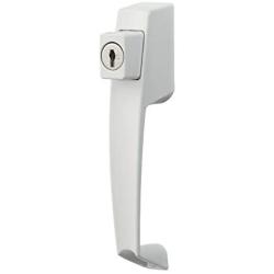 Ideal Security BK312W VP Push Button Storm Door Handle Set with Key lock All Metal Build, Premium Inside Latch, White.