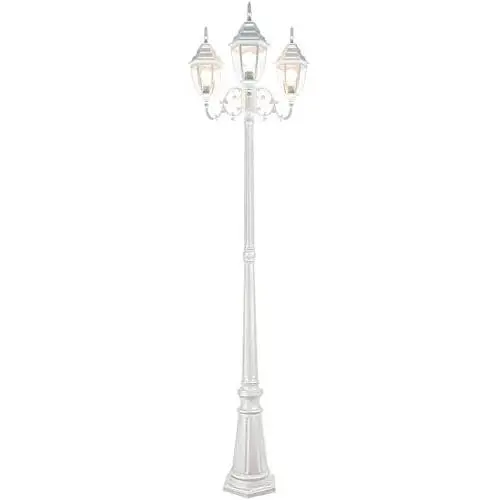 Bomcosy Outdoor Lamp Post Light, Waterproof White Post Lamp Triple-Head Classic Design Die-Cast Aluminum with Clear Glass Panels Pole Street Light for Garden, Walkway, Christmas Decoration Lamp Bomcosy Outdoor Lamp Post Light, Waterproof White Post Lamp Triple-Head Classic Design Die-Cast Aluminum with Clear Glass Panels Pole Street Light for Garden, Walkway, Christmas Decoration Lamp