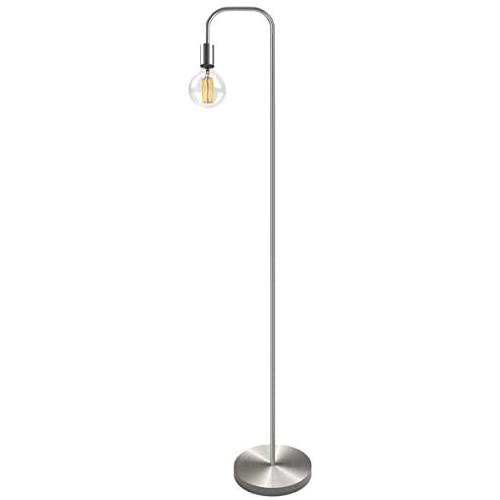Oneach Industrial LED Floor Lamp for Living Room Bedroom Reading Office Metal Minimalist Standing Lamp Silver