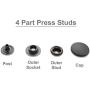 Trimming Shop 10 Sets 15mm Snap Fasteners with 4 Part Press Studs, Lightweight, Durable Metal Nickle Free Poppers for Leather Crafts, Jackets, Bags, Straps, Clothes Repair Light Beige