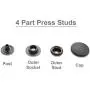 Trimming Shop 10 Sets 15mm Snap Fasteners with 4 Part Press Studs, Lightweight, Durable Metal Nickle Free Poppers for Leather Crafts, Jackets, Bags, Straps, Clothes Repair Light Beige