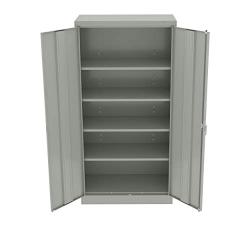 Tennsco 7218-LGY 24 Gauge Steel Standard Welded Storage Cabinet, 4 Shelves, 150 lbs Capacity per Shelf, 36'' Width x 72'' Height x 18'' Depth, Light Grey