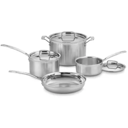 Cuisinart MCP-7N MultiClad Pro Stainless-Steel Cookware 7-Piece Cookware Set - Silver Cuisinart MCP-7N MultiClad Pro Stainless-Steel Cookware 7-Piece Cookware Set - Silver