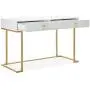 BELLEZE Two-Drawer Home Office Computer Desk Vanity Table, Wood and Metal, White & Gold