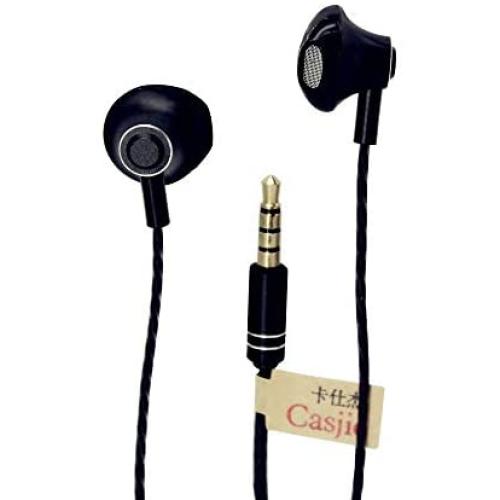 Casjie Metal Heavy Bass in-Ear Headphones Stereo Headset 3.5mm Wired Earphone with Microphone (Black)