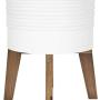 Kate and Laurel Gavri Farmhouse-Inspired Freestanding Metal Planter, White Metal Pot with Natural Rustic Wooden Legs