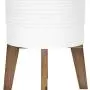 Kate and Laurel Gavri Farmhouse-Inspired Freestanding Metal Planter, White Metal Pot with Natural Rustic Wooden Legs