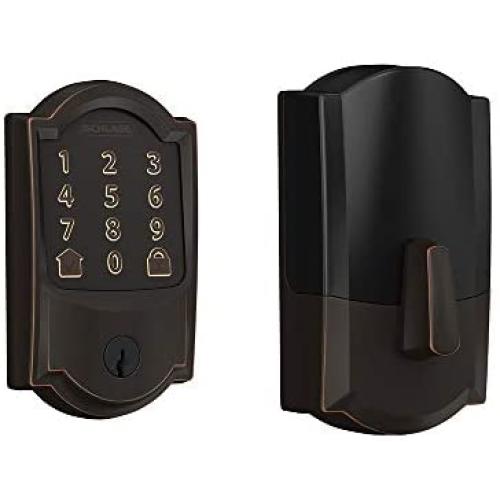 Schlage Encode Smart WiFi Deadbolt with Camelot Trim In Aged Bronze