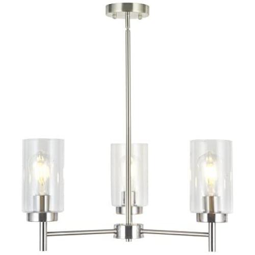 VINLUZ 3 Lights Modern Chandeliers Metal Light Fixtures Ceiling Brushed Nickel Industrial Pendant Lighting for Dinging Room Living Room Kitchen Bedroom Hallway VINLUZ 3 Lights Modern Chandeliers Metal Light Fixtures Ceiling Brushed Nickel Industrial Pendant Lighting for Dinging Room Living Room Kitchen Bedroom Hallway