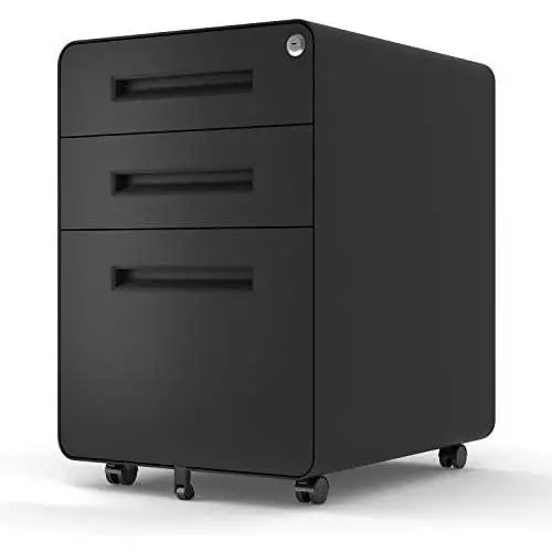 File Cabinet Mobile, Merax 3 Drawer Metal Pedestal Filing Cabinets with 2 Lock Keys, 5 Rolling Casters, Fully Assembled Storage for Home Office Modern Vertical Hanging Folders A4 Letter Size (Black) File Cabinet Mobile, Merax 3 Drawer Metal Pedestal Filing Cabinets with 2 Lock Keys, 5 Rolling Casters, Fully Assembled Storage for Home Office Modern Vertical Hanging Folders A4 Letter Size (Black)