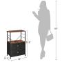 SONGMICS Nightstand, Industrial Bedside Table with 2 Fabric Drawers, Storage Shelves, Vertical Dresser Storage Tower with Wooden Top, Metal Frame, Labels, Rustic Brown and Black ULVT03H SONGMICS Nightstand, Industrial Bedside Table with 2 Fabric Drawers, Storage Shelves, Vertical Dresser Storage Tower with Wooden Top, Metal Frame, Labels, Rustic Brown and Black ULVT03H