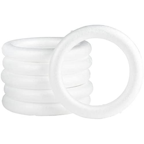 Juvale Craft Foam Wreath - 6-Pack Polystyrene Foam Ring for DIY Arts and Crafts, Floral Projects, Wedding and Home Decorations, 8 x 1.2 x 8 inches