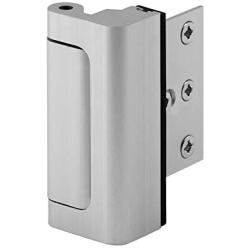 Defender Security Satin Nickel U 10827 Door Reinforcement Lock – Add Extra, High Security to your Home and Prevent Unauthorized Entry – 3” Stop, Aluminum Construction Finish