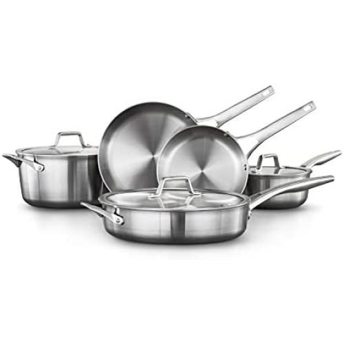 Calphalon Premier Stainless Steel Pots and Pans, 8-Piece Cookware Set