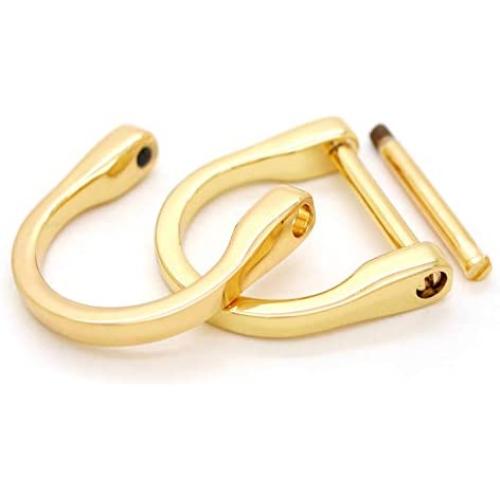 CRAFTMEMORE D-Rings Screw In Shackle Horseshoe U Shape D Ring DIY Leather Craft Key Holder Purse Accessories for 1 Inch Strap Pack of 4 (Gold)