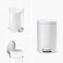 simplehuman 4.5 Liter / 1.2 Gallon Round Bathroom Step Trash Can, White Steel